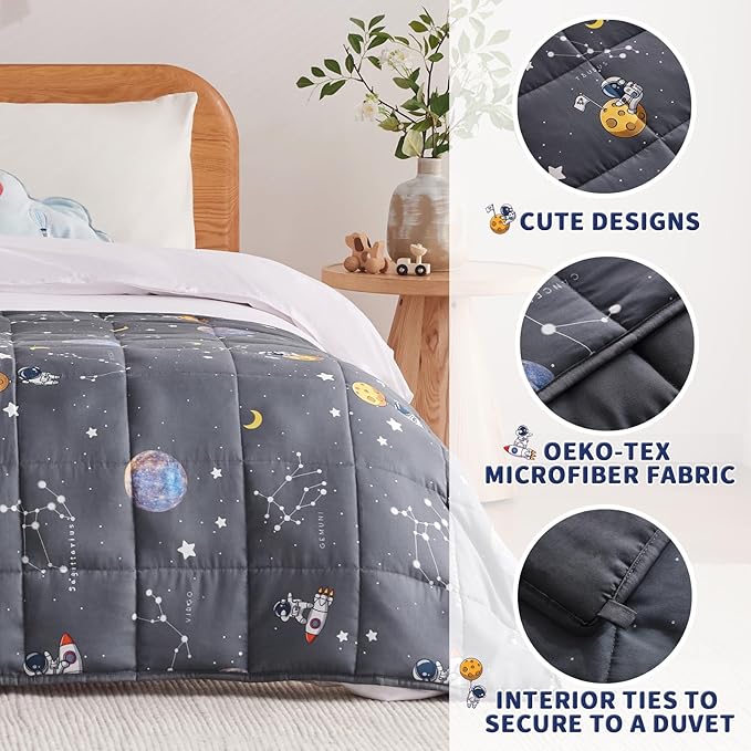 anfie Weighted Blanket for Kids (48"x72" 10lbs),Weighted Blanket Cooling Blanket for Sleeping,Throw Size Breathable Blanket with Premium Glass Bead(Space Grey)