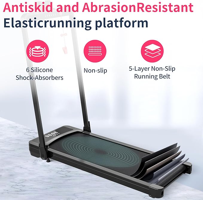 Walking Pad Treadmill, Remote Control Treadmills for Home Small,Portable Under Desk Treadmill, Running Machine with LED Display,Silver & White