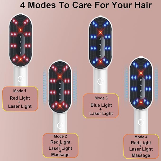 Laser Therapy Hair Growth Comb, Red Light Hair Brush, Red Light Therapy for Hair Growth, Electric Scalp Massager for Comb Men & Women