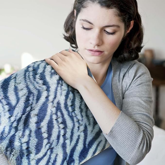 Full Weighted Heating Pad for Back, Neck, and Shoulder Pain Relief with Auto Shut Off, Extra Large 12 x 24, Grey Blue-PLH02