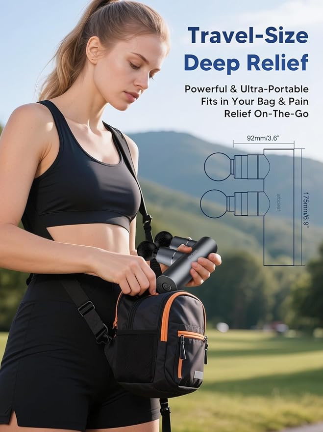 arboleaf Massage Gun Deep Tissue with Double Heads, Full-Metal Electric Portable Handheld Massager for Back, Shoulder, Sore Muscles, Pain Relief, 5 Modes, Seamless Speed Control