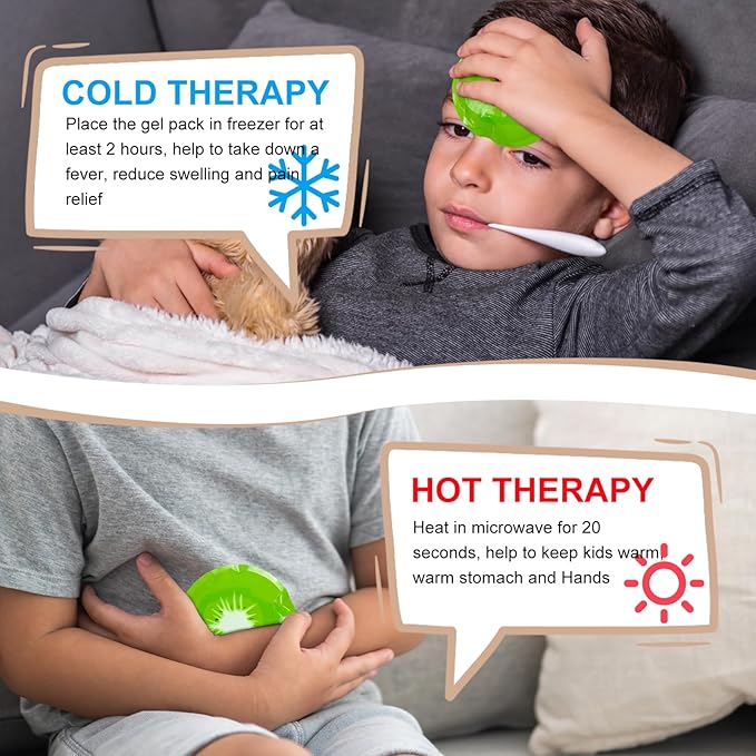 WORLD-BIO Kids Ice Packs - 3 Reusable Gel Boo Boo Packs with Soft Sleeves | Cold/Hot Therapy for Pain Relief, Fever, Headaches, Wisdom Teeth | Safe for Babies, Toddlers & Travel First Aid