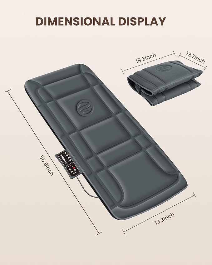 Full Body Massage Mat with Heat, Vibration Back Massage Pad for Chair, Bed, Sofa, Back Massager, Massage Chair Pad, 10 Vibration Motors& 2 Heating Levels