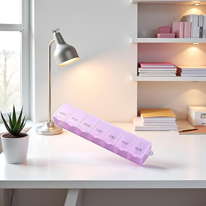 Pink Pill Organizer Box Transparent 7 Grids Pill Storage Box Clear Tablets Container Excellent Personal Pill Organizers