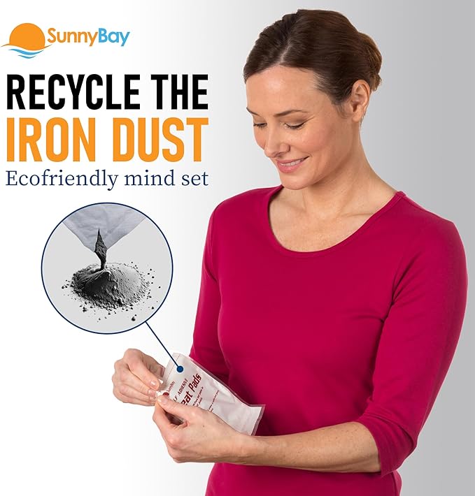 SunnyBay Adhesive Heat Patches for Neck, Knee, and Upper or Lower Back, Air-Activated Heat Pads for Menstrual Cramps, Stiffness, Sprains, and More, Stick to Clothing, 5x3 inches, 30 Count