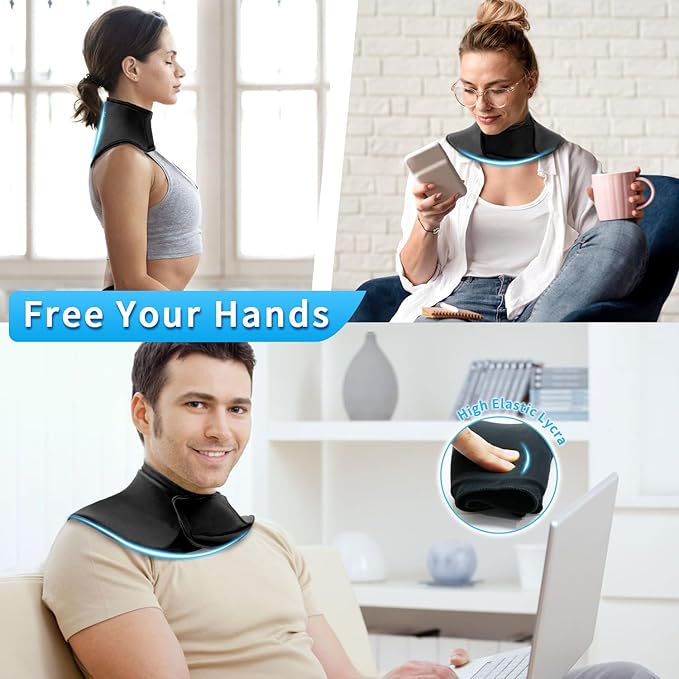 Neck Ice Pack Wrap Reusable Gel Ice Packs for Cervical Injuries Pain Relief, Flexible Cold Hot Compress Therapy for Shoulder Swelling, Bruises, Stiff Neck, Migraine, Surgery Recovery Gift Women Men