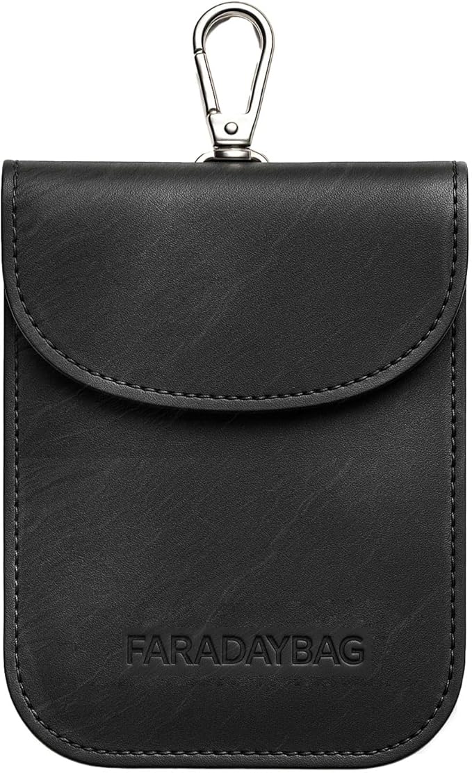 Faraday Key Fob Protector - Real Leather Premium Signal Blocking Pouches - RFID Blocking Car Key Security Shield