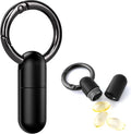 TISKY Small Keychain Pill Holder Titanium,Waterproof Tiny Pill Container with Keyring,Mini Portable Pill Case for Travel,Pill Organizer for Purse Pocket(Black)