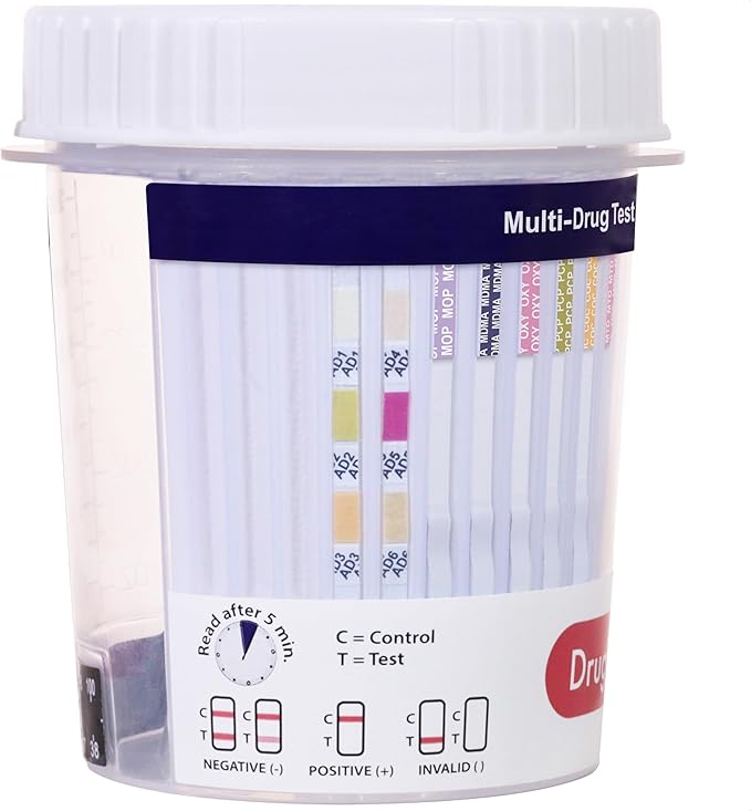 DrugTect Multi-Drug Rapid Urine Test Cup | 25 Pack | 14 Panel CLIA Waived Marijuana Fentanyl Drug Test Cup with 6 Adults for AMP,BAR,BUP,BZO,COC,FYL,MDMA,MET,MOP|OPI,MTD,OXY,PCP,TCA,THC (25)