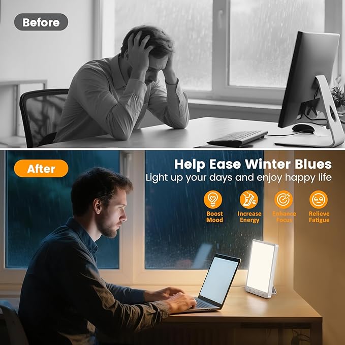 Light Therapy Lamp - 10000 Lux 3 Color Temperature & Wall Mount Therapy Light, Touch Control Daylight Lamps with Memory Function for Home/Office Use As Lift Mood.