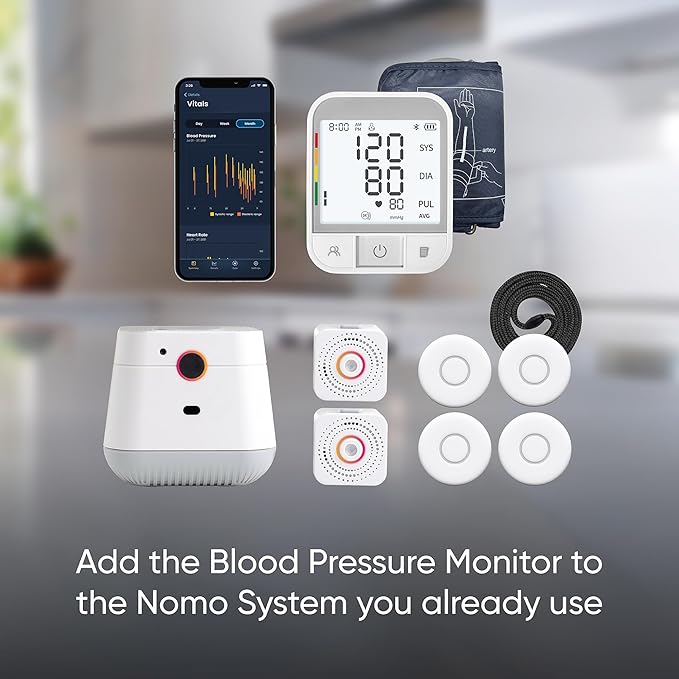 Blood Pressure Monitor – Upper Arm Cuff with Bluetooth App Sync, Irregular Heartbeat Detection, WHO Risk Indicator, Dual User Profiles, Large Display, Batteries Included