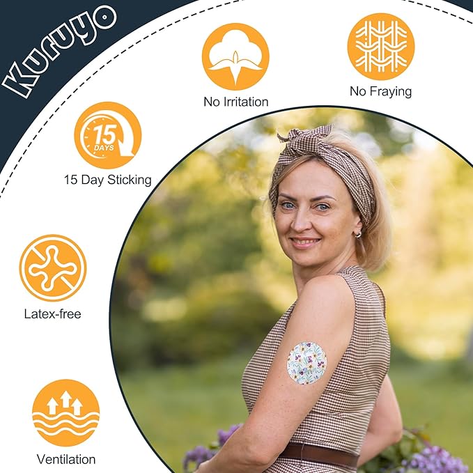 Libre 2 Sensor Covers & Lingo CGM Waterproof and Sweatproof Adhesive 15 Days Protection, Pre-Cut Medical Tape for Freestyle Libre 2 Plus Sensor, Continuous Glucose Monitor Patch