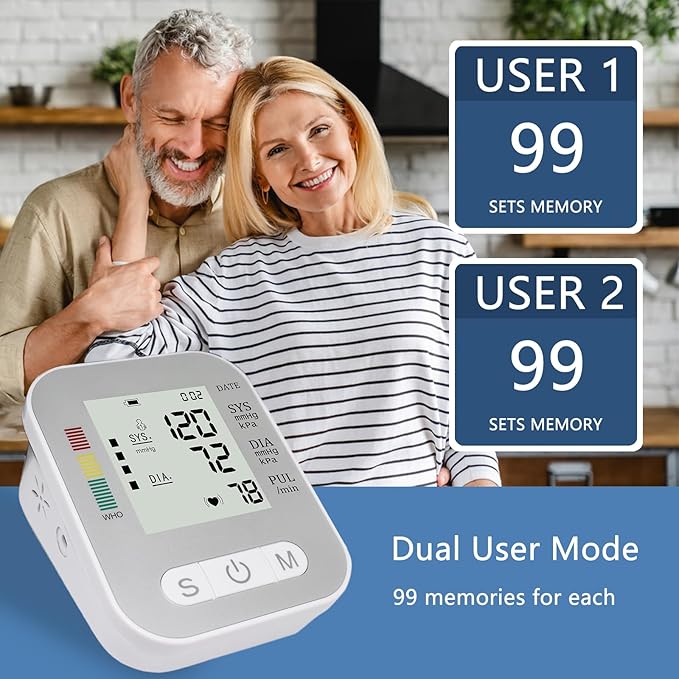Blood Pressure Monitors for Home Use, Automatic Upper Arm Blood Pressure Machine with Digital Screen, BP Machine with Large Cuff 8.7" - 16.5" Adjustable, Adult Elderly (White)