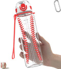 32oz/1L Sport Water Bottle, Light Tritan, Quick-Open Chug Lid/Straw 2-in-1, Leak-Proof, Dishwasher-Safe, BPA-Free, Drop-Resist & Scratch-Resist for Travel/Gym/Office/Fan Gift (Baseball)