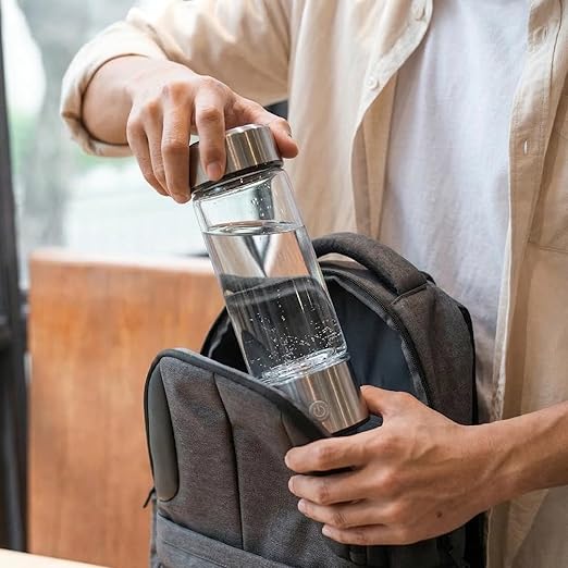 Upgraded 2200PPB Hydrogen Water Bottle Generator, 3-Minute Fast Electrolysis with SPE/PEM Technology, Portable Rechargeable Ionizer for Antioxidant Rich Water, 16oz Borosilicate Glass for Gym Travel