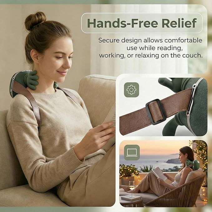 2026 Upgraded 4D Neck and Shoulder Massager, Bionic Heated Massager, Shiatsu Kneading & Fingers Traction for Deep Tissue, Wireless Portable Massager for Pain Relief and Muscle Relaxing