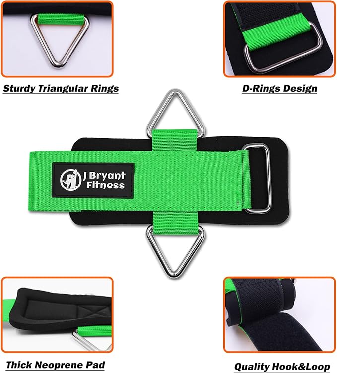 J Bryant Fitness Wrist Cuffs for Cable Machines – Heavy Duty Adjustable Wrist Straps with 7mm Neoprene Padding for Strength Training, Pull Exercises, and Forearm Support