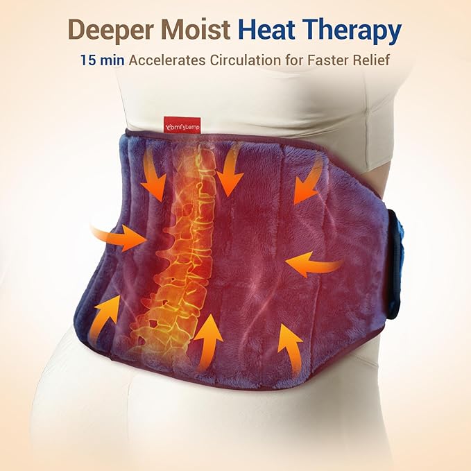 Comfytemp Microwave Moist Heating Pad for Back Pain Relief, Sciatica Recovery Must Have, Microwavable Hot Therapy for Lower Lumbar, Cramps, Waist Warm Compress, Get Well Items for Men Women