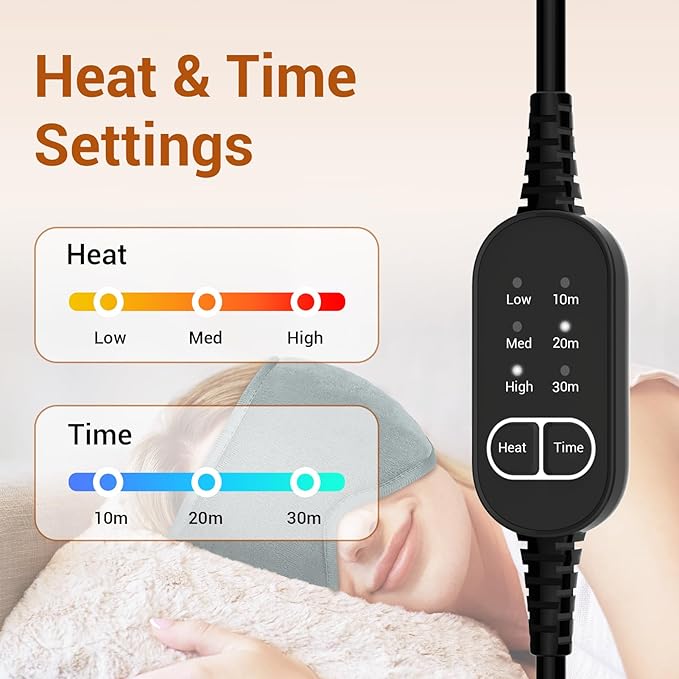 Comfytemp Heated Eye Mask for Dry Eyes, USB Wearable Eye Heating Pad, Sinus Headache Migraine Relief Mask, Warm Compress for Eyes with 3 Heat and Time Settings