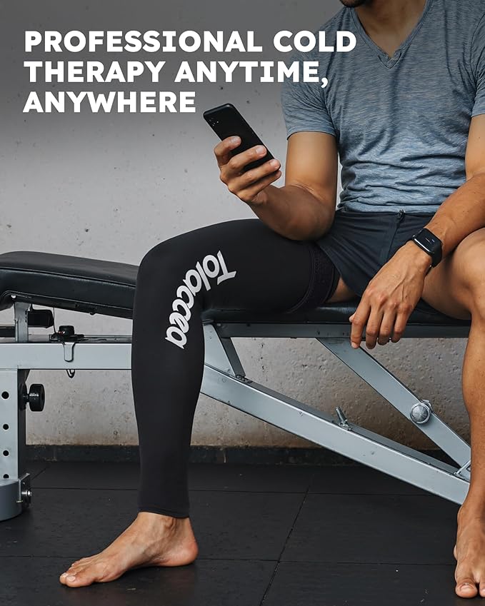 Full Leg Ice Pack Wrap with 360° Coverage with Strap for Muscle Recovery After Exercise, Ice Pack Wrap Around Entire Leg for Pain Relief, Foot Calf and Thigh Legs Shins Hamstrings (universal)