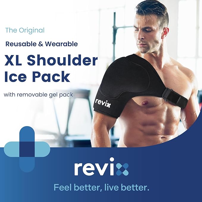 REVIX XL Shoulder Ice Pack for Rotator Cuff and Arm, Reusable Large Cold Gel Wrap with Extra Removable Coldfocus, 30-Minute Lasting Cooling, Flexible Fit for Recovery, Workout Relief & Daily Comfort