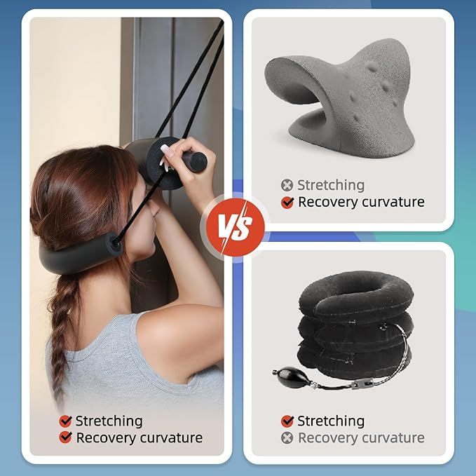 Cervical Traction Device for Neck Pain Relief, Over The Door Neck Stretcher to Restore Natural Curve, Home Use Cervical Neck Traction (Thick)