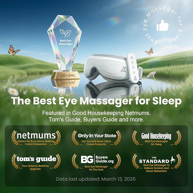 BOB AND BRAD Eye Massager with Remote Control FSA Eligible HSA - EyeOasis 2 Plus Eye Massager with Heat Compress - Electric Headache Massager with Heat for Migraines & Dry Eye Relief