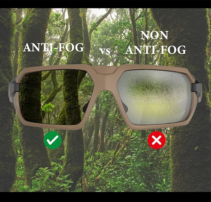 HTS HUNTERSKY Ballistic Tactical ANSI Z87.1+ Impact Protection Anti Fog Shooting Glasses Military Grade Airsoft Range