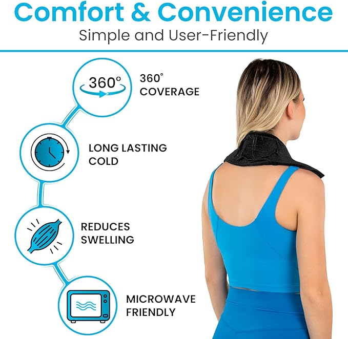 Arctic Flex Neck Ice Pack Wrap Gel - Reusable Hot & Cold Cervical Ice Pack for Neck, Shoulders, Pain Relief & Injuries - Cold Compress Cervical Wrap for Sprains, Swelling, Inflammation & Surgery