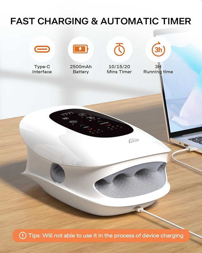 ALLJOY Hand Massager with Heat and Compression, Knuckle Stretching and Hand Massage, 6 Modes 6 Intensities 3 Heat for Arthritis and Carpal Tunnel Relief, Mothers Day Gifts for Women Men(White)