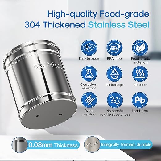 ICEPURE 2.25G Gravity-fed Water Filter System, 304 Stainless Steel Countertop System with Metal Faucet, 2 Black Carbon Filters, Reduce 99% Chlorine, Lead for Home, Camping, Travel, Emergencies