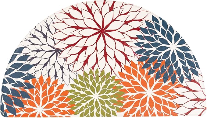 PVC Anti-Fatigue Semi Circle Kitchen Mats, Non-Slip Kitchen Rugs, Comfort Standing Runner Rug, Multipurpose Indoor Mats for Laundry, Office, Bedroom, Sink, Bathroom,Colorful,size18 x30