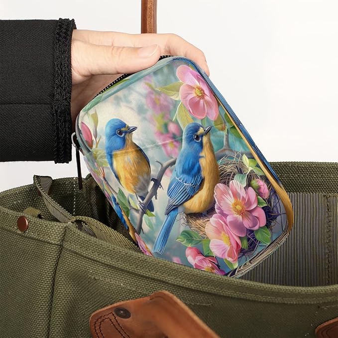 Animal Bird Pink Flower Travel Pill Organizer Box Weekly Portable Pill Case Daily Pills 7 Day Small Birth Control Pills Container Removable Compartments for Medicine Vitamins Fish Oil