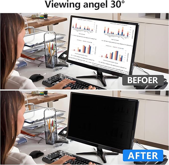 [2 Pack] 27 Inch Computer Privacy Screen Protector for 16:9 Widescreen Monitors-Anti-Glare & Blue Light Filter,Anti-Spy Film,Reduces Eye Strain (Fits Most Desktop Screens)