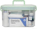 15qt Multi-Color Clear Medicine Organizer Storage Box (with Tray) - Thickened Plastic Empty First Aid Case + Handle | Portable Multipurpose Medical Caddy (Green)