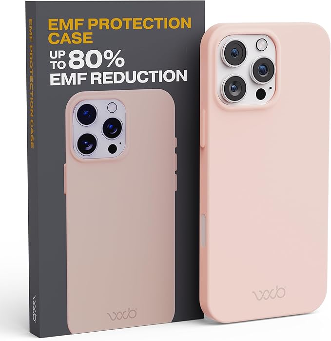 WAVEBLOCK EMF Protection Silicone iPhone Case Compatible with iPhone 16 Pro Max, Radiation Blocker, 5G Shield Reduction, Lightweight, USA Patented and Tested in FCC Lab, Pink