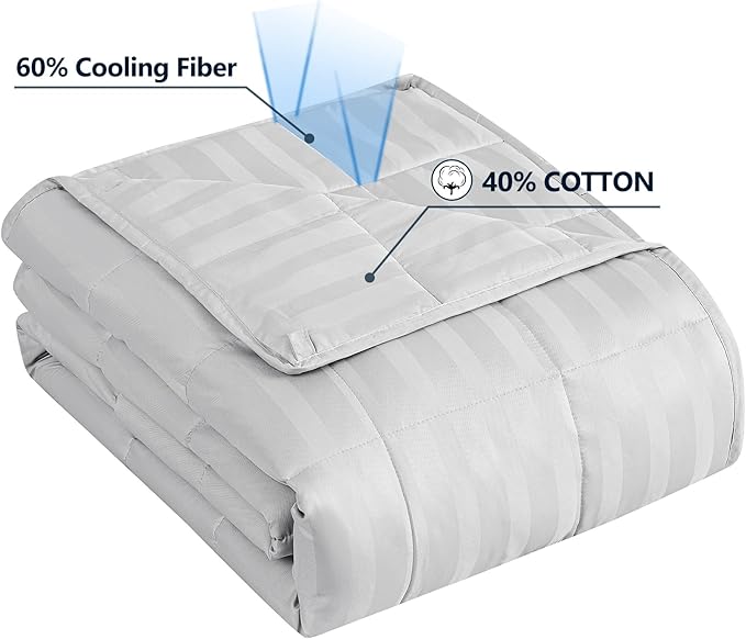 anfie Weighted Blanket (80x87-25lb), 40% Cotton 60% Polyester, Light Grey, Cooling Polyester, 25 lbs, Machine Washable, Bagged, Modern Design for Adult