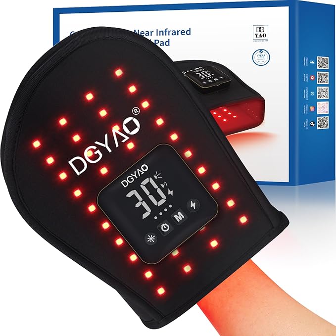 DGXINJUN Cordless Red Light Therapy for Hand Fingers Palm Pain Relief Led Portable Wireless Near Infrared Light Therapy Devices Wearable Rechargeable with 4000mAh Battery