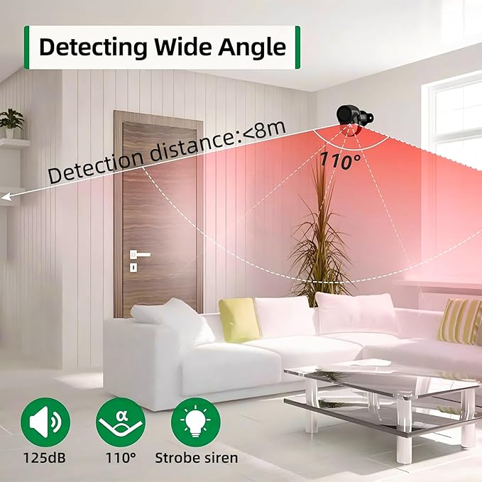 Luckydeer 125dB Loud Motion Sensor Alarm with 328ft Remote Control (40ft PIR Detector, 3*AA Batteries), Indoor Wireless Infrared Security Motion Detector with Siren for Home/Shed (Black-2 Remotes)