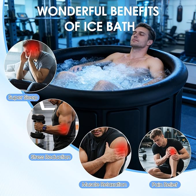 Ice Bath Tub for Athletes - Extra Large Cold Plunge Tub for Muscle Recovery & Cold Water Therapy, Portable Multi-Layer Ice Bath for Home, Gym, Backyard, Spa, Indoor & Outdoor Use (Black, 30X35.5 IN)