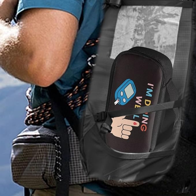 Rnyleeg Black Insulin Cooler Travel Case Funny Design Diabetics Bag Ensure Diabetes Care Diabetic Supplies Storage Bag for Home Travel-I'm Doing Well