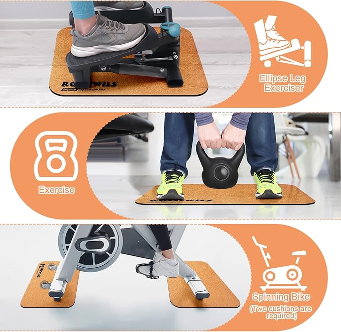 Under Desk Elliptical Mat - Non-Slip Exercise Equipment for Peloton Bike, Small Exercise Mat for Desk Workout Equipment