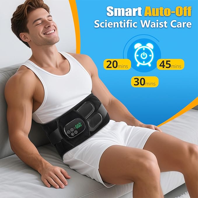 Red Light Therapy Belt for Back & Waist, 660nm 850nm Wearable Red Light Belt with Heat & Vibration, Rechargeable 5000mAh Cordless Heating Pad, 46 LEDs