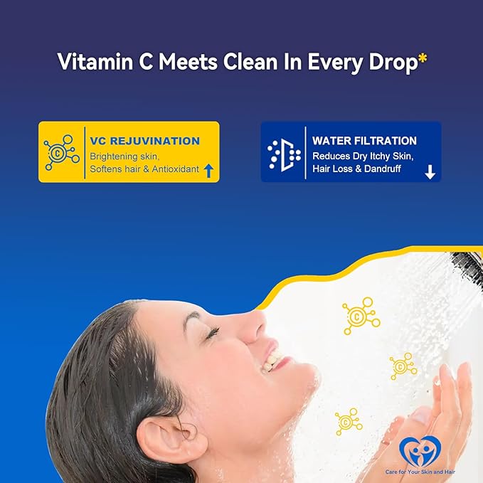 ALTHY Vitamin C Revitalizing Shower Head Water Filter - Reduces Chlorine, Heavy Metal & Softens Hard Water- Prevent Dry Itchy Skin, Hair Loss, Dandruff (Includes 4 Filters)