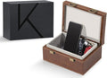 KK6 PLUS-BR Faraday Key Fob Protector Box, RFID Signal Blocking Shielding Box for Car Keys, Anti-Theft Vintage Faraday Cage with High-Grade Protein Leather, Brown - Size: L