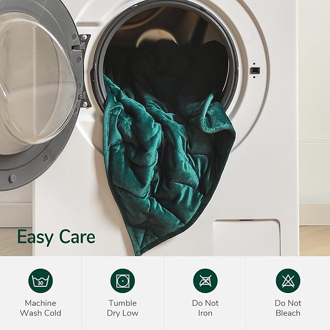 Kaisa Weighted Blanket for Adults (20 lbs,60" x 78"), Soft Heavy Blanket Machine Washable, Queen Size Weighted Blankets with Glass Beads for Couch and Bed, Green