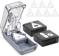 Fullicon Pill Cutter for Small or Large Pills, Pill Splitter with V-Shape Holder, Medicine Slicer with Sharp Blade,Tablet Splitter with Two Large Pill Organizers