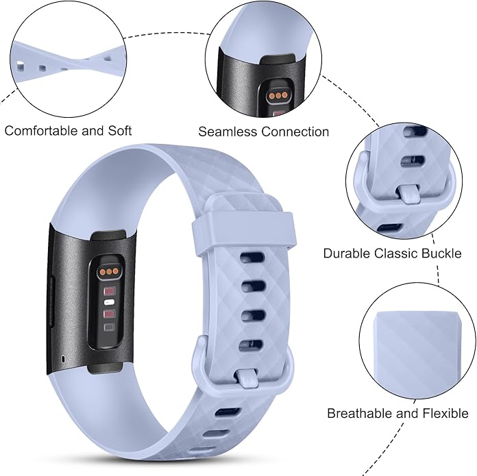Vancle Bands for Fitbit Charge 4 Bands/Fitbit Charge 3 Bands Women Men[4 PACK], Classic Soft Replacement Sport Straps Wristbands for Fitbit Charge 4 / Charge 3 Fitness & Health Tracker