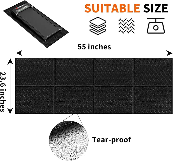 Walking Pad Mat for Carpet, Treamill Mat for Hardwood Floors, High Density, 0.2" Thickness, Folable, Floor Protection Mats for Bike, Elliptical, Treadmill