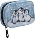 Fustylead Cute Hand Draw Winter Penguins Pill Organizers 2 Times A Day Pill Case Bag with Zipper Portable Weekly Pill Dispensers for Vitamin Supplement
